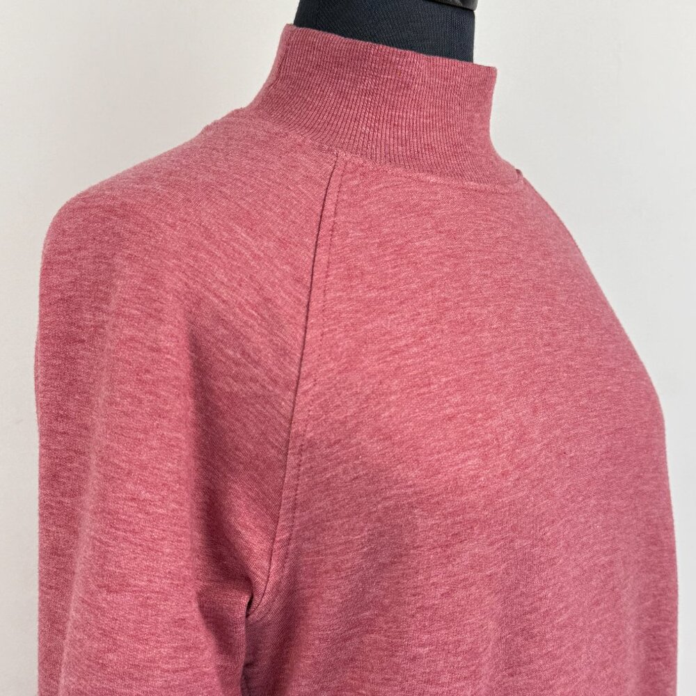 Hyba Reitmans Pink Mock Neck Sweatshirt Dress L Heathered Tunic Snap Cuff Fleece - Picture 4 of 9